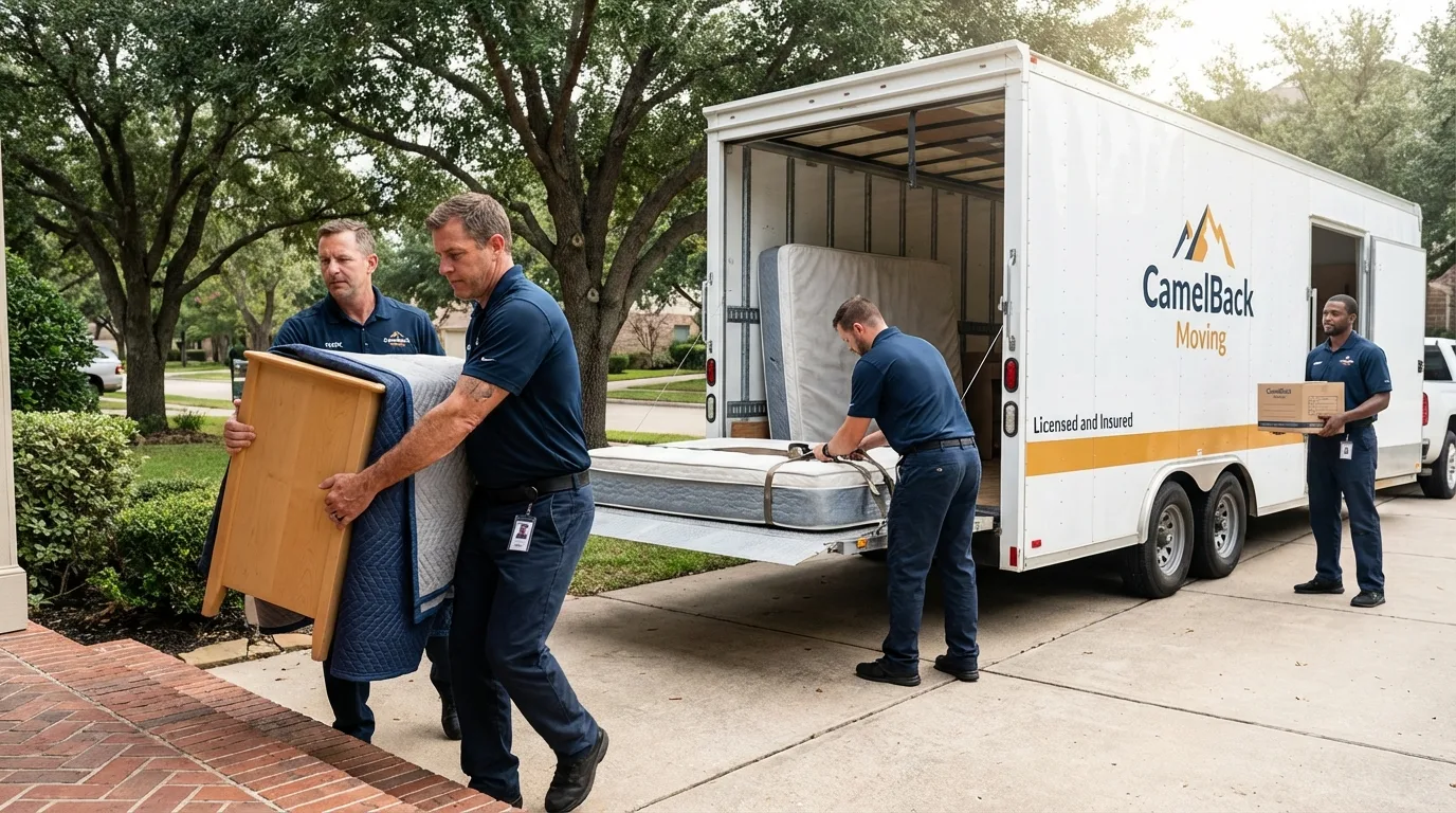 Crew loading residential truck for cross-state move from Lawai, HI