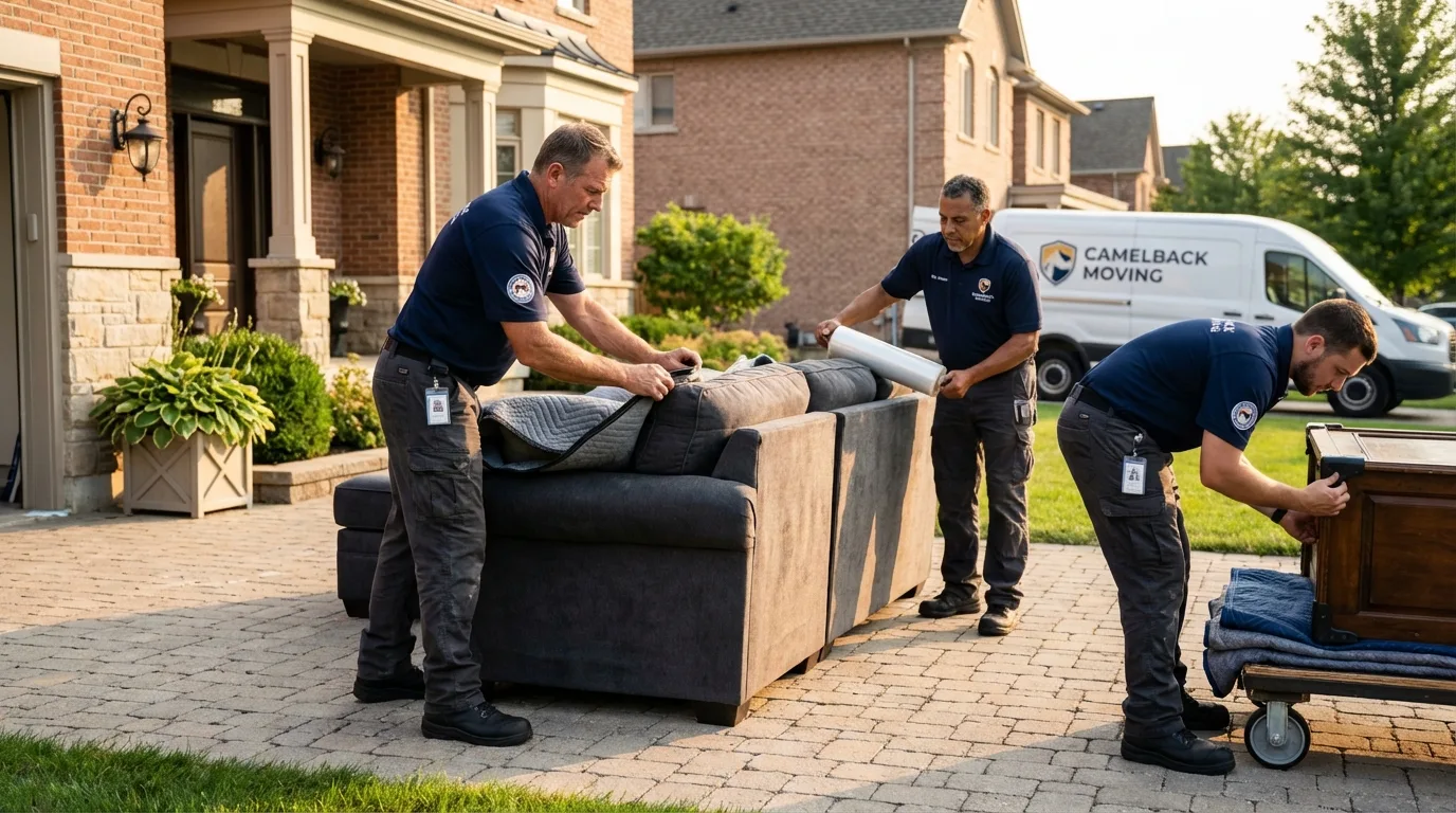 Large estate moving crew wrapping furniture in Lawai, HI